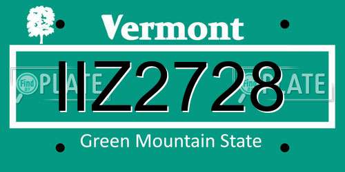 IIZ2728 Vermont License Plate