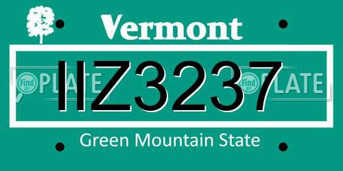 IIZ3237 Vermont License Plate