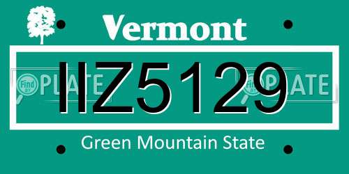 IIZ5129 Vermont License Plate