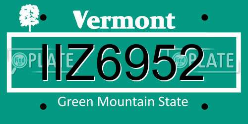 IIZ6952 Vermont License Plate