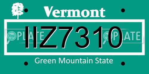 IIZ7310 Vermont License Plate