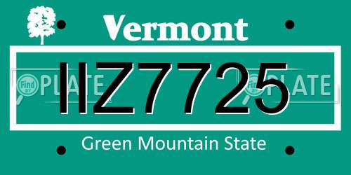 IIZ7725 Vermont License Plate
