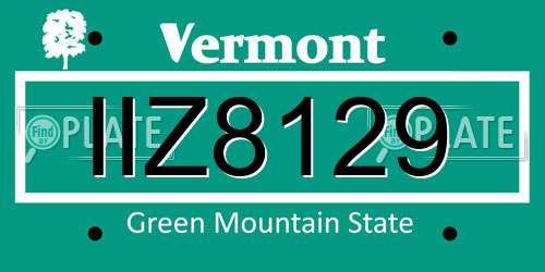 IIZ8129 Vermont License Plate