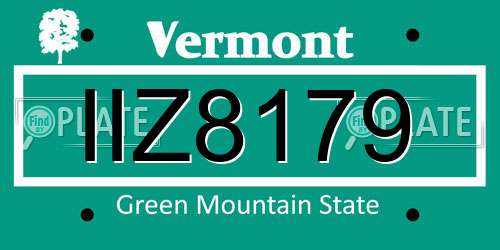IIZ8179 Vermont License Plate