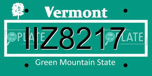 IIZ8217 Vermont License Plate