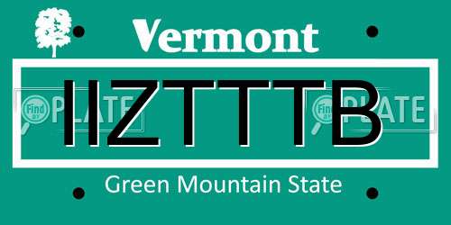 IIZTTTB Vermont License Plate