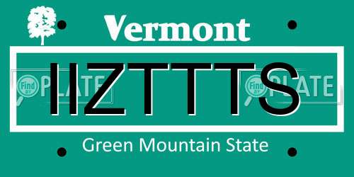 IIZTTTS Vermont License Plate