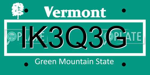 IK3Q3G Vermont License Plate