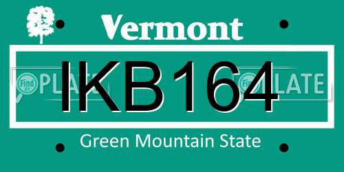 IKB164 Vermont License Plate