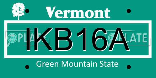 IKB16A Vermont License Plate