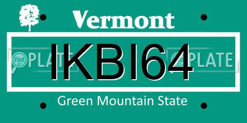 IKBI64 Vermont License Plate
