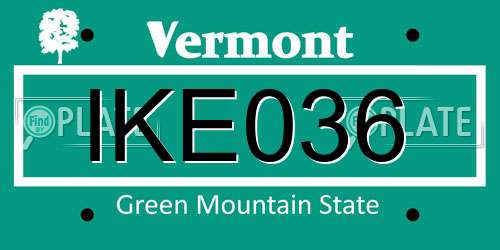 IKE036 Vermont License Plate