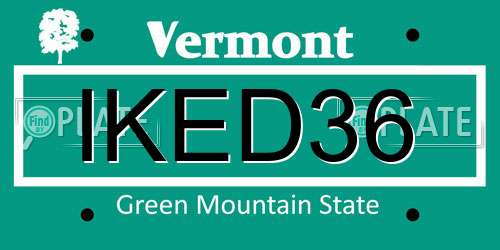 IKED36 Vermont License Plate