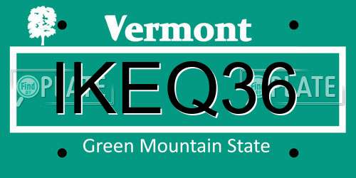 IKEQ36 Vermont License Plate