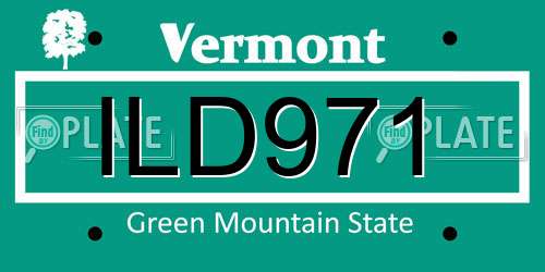 ILD971 Vermont License Plate