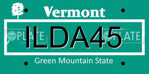 ILDA45 Vermont License Plate