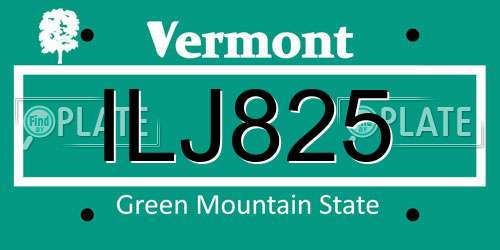 ILJ825 Vermont License Plate