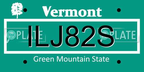 ILJ82S Vermont License Plate