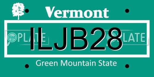 ILJB28 Vermont License Plate