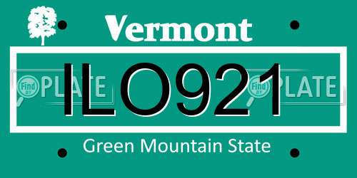 ILO921 Vermont License Plate