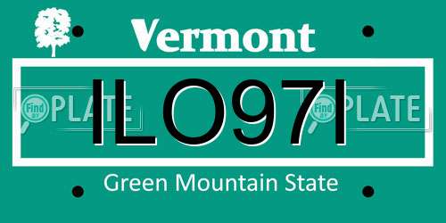 ILO97I Vermont License Plate