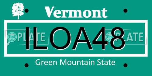 ILOA48 Vermont License Plate