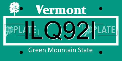 ILQ92I Vermont License Plate