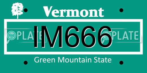IM666 Vermont License Plate