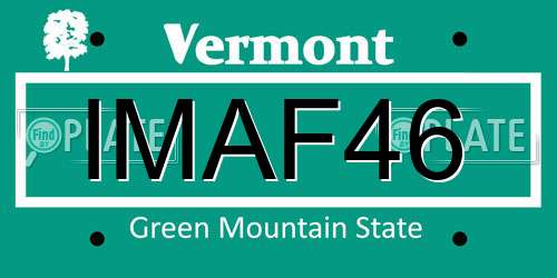 IMAF46 Vermont License Plate