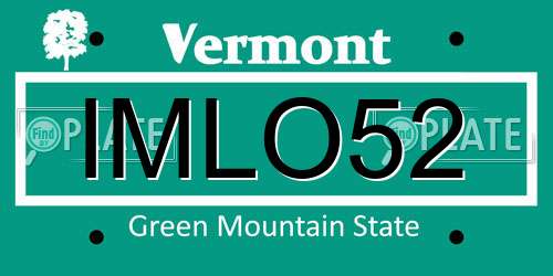 IMLO52 Vermont License Plate