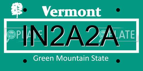 IN2A2A Vermont License Plate