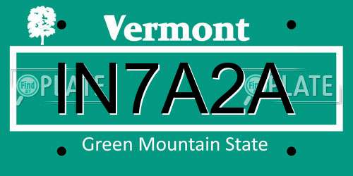 IN7A2A Vermont License Plate