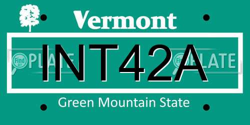 INT42A Vermont License Plate