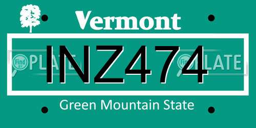 INZ474 Vermont License Plate