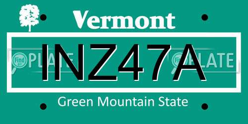 INZ47A Vermont License Plate