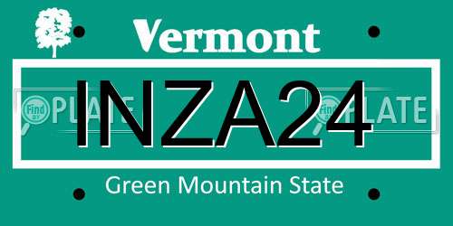 INZA24 Vermont License Plate