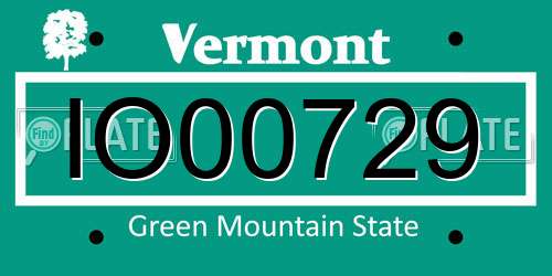 IO00729 Vermont License Plate