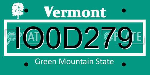 IO0D279 Vermont License Plate