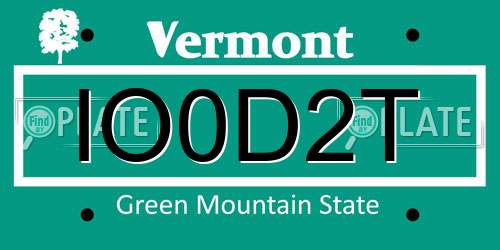 IO0D2T Vermont License Plate