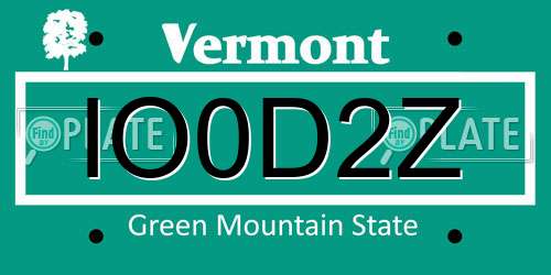 IO0D2Z Vermont License Plate