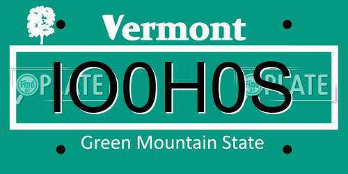 IO0H0S Vermont License Plate