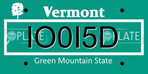IO0I5D Vermont License Plate