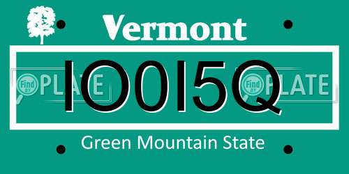 IO0I5Q Vermont License Plate
