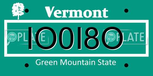 IO0I8O Vermont License Plate