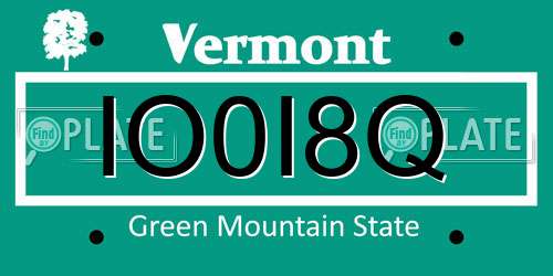 IO0I8Q Vermont License Plate