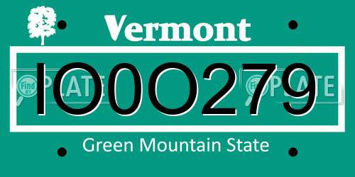 IO0O279 Vermont License Plate