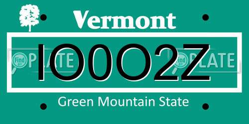 IO0O2Z Vermont License Plate