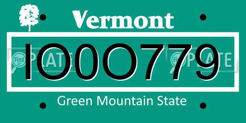 IO0O779 Vermont License Plate