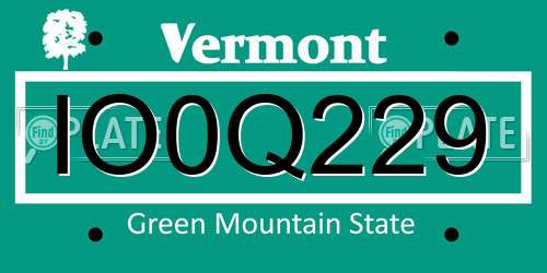 IO0Q229 Vermont License Plate