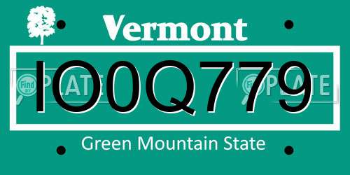 IO0Q779 Vermont License Plate